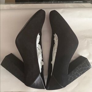 FP Take Heart Black Suede Pumps Block Heel Snake Print Size 5.5 Whimisgoth